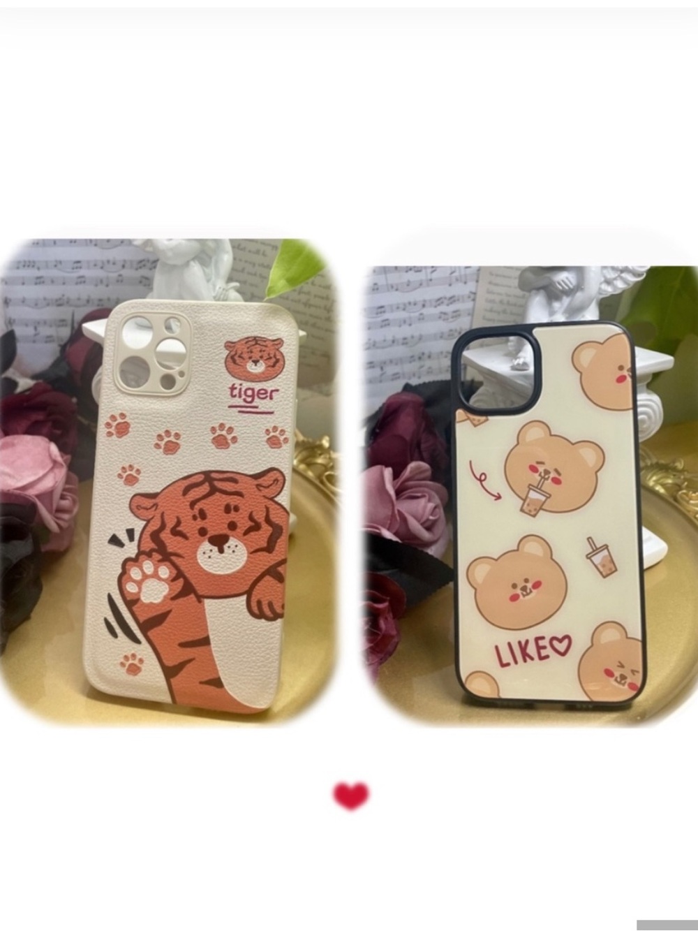 2 items.iPhone 12/13/PRO/PROMAX/MINI tiger and bear case, cute case,cartoon case